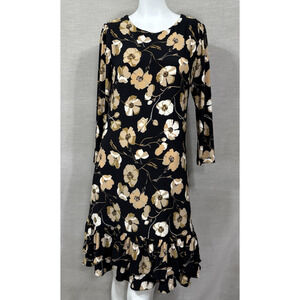 Tommy Hilfiger Floral Ruffle Hem‎ Dress Size 4 Dark Romantic Midi